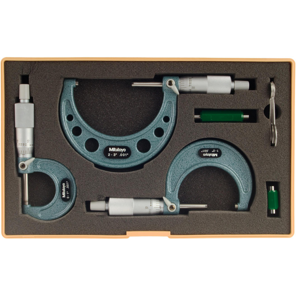 Mitutoyo 103-931 Outside Micrometer Economy Design Set, 0 to 4”