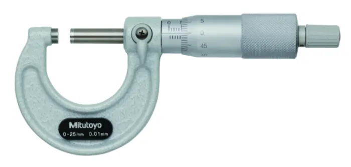 Mitutoyo 103-137 Series 103 Outside Micrometer with ratchet stop, 0 to 25 mm, 0.01 mm