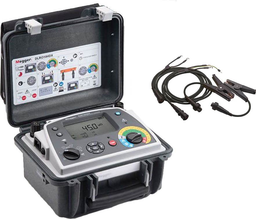Megger DLRO 10HDX Digital Low Resistance Ohmmeter with Kelvin Clamp Leads