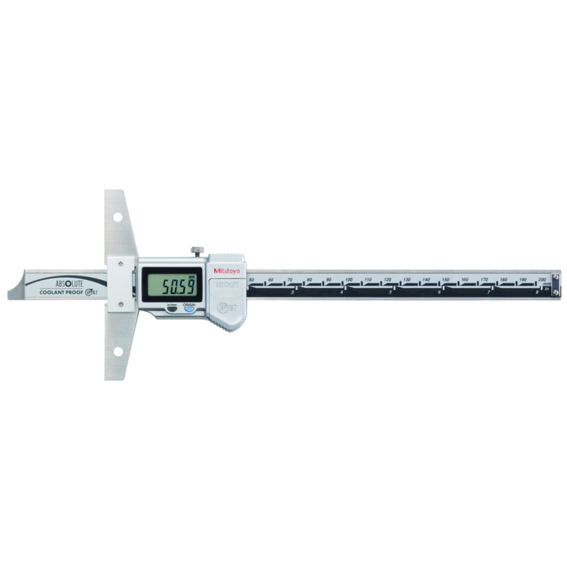 Mitutoyo 571-262-20 Digital ABS Depth Gauge, IP67, 0 to 8" / 0 to 200 mm