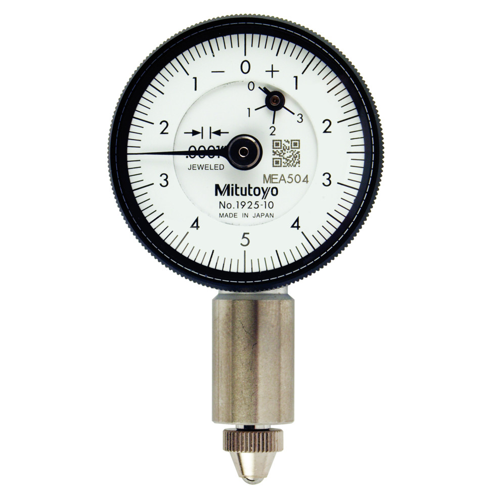 Mitutoyo 1925A-10 Series 0 Compact Dial Indicator with Lug, 0 to 0.025", SAE