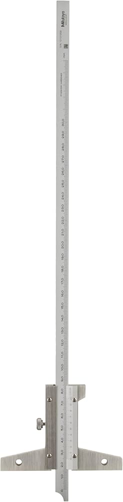 Mitutoyo 527-122 Vernier Depth Gauge, 0-200mm Range, 0.02mm Vernier Reading, 230g Mass