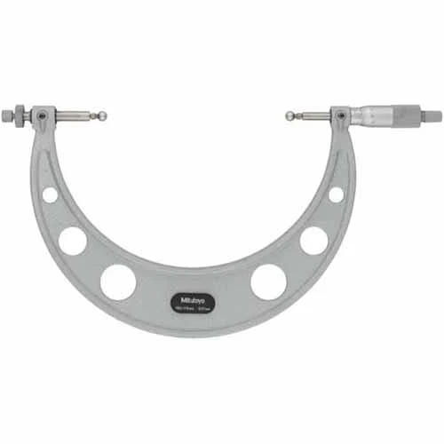 Mitutoyo 124-180 Series 124 Interchangeable Ball Anvil Gear Tooth Micrometer, 175 to 200 mm, ±6 μm