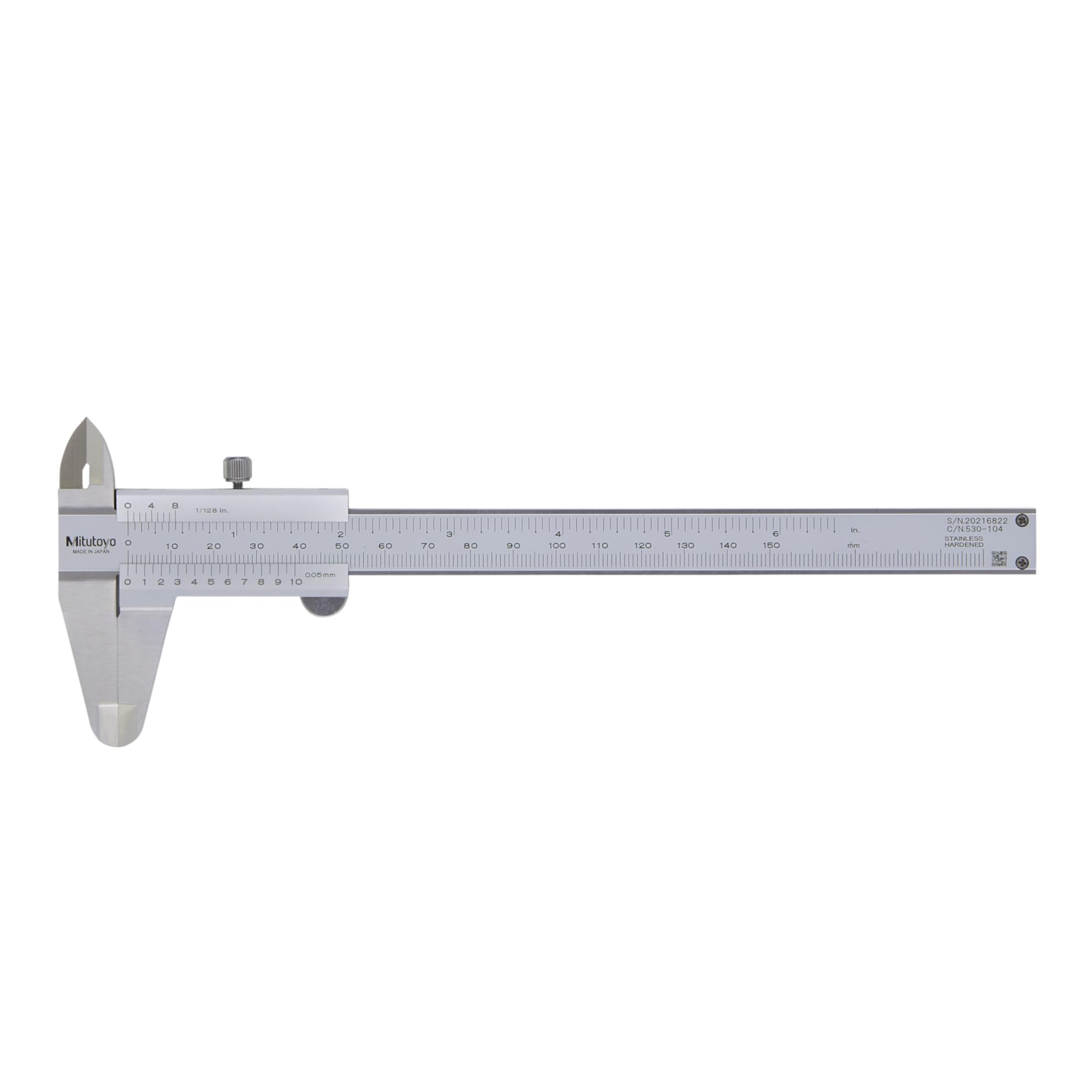 Mitutoyo 530-104 Vernier Scale Caliper, 0 to 6", imperial/metric