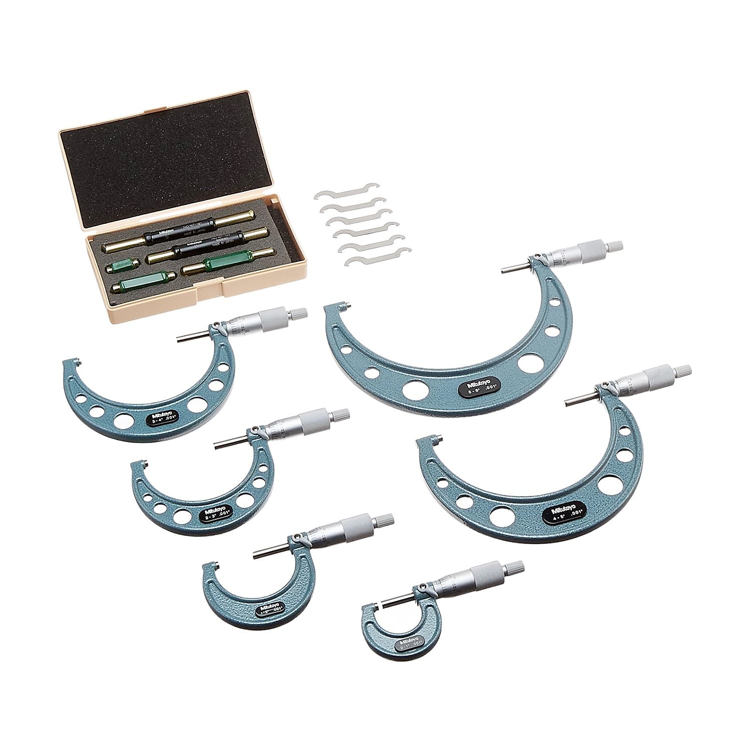 Mitutoyo 103-904-10 Outside Micrometer Economy Design Set, 0 to 6”