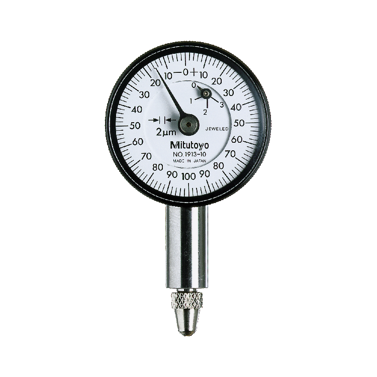 Mitutoyo 1913AB-10 Series 0 Compact Flat-Back Dial Indicator, 0 to 0.5 mm, 0.002 mm graduation