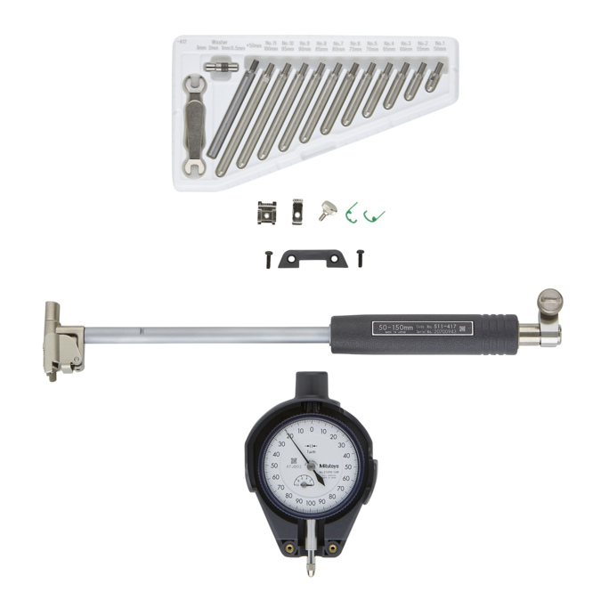 Mitutoyo 511-437-20 Mechanical Blind Hole Bore Gauge, 50-150mm Range, Dial