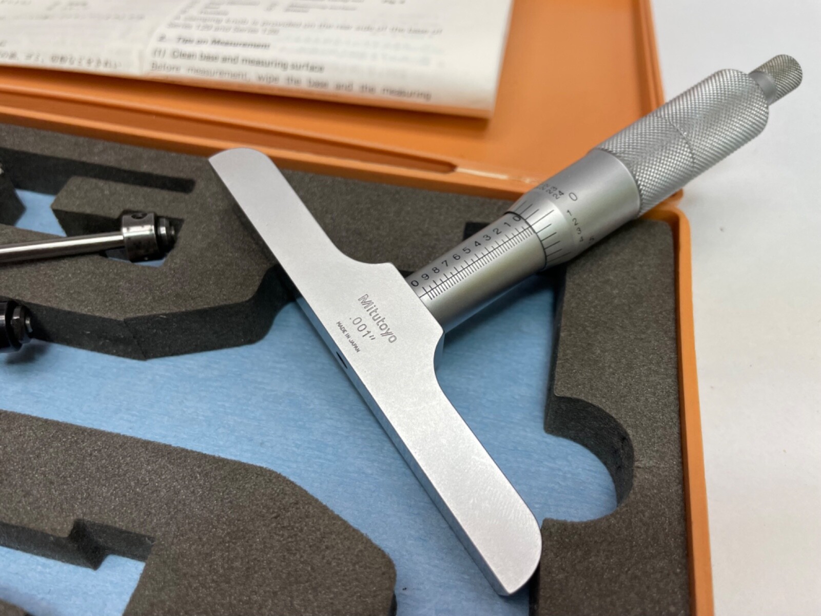 Mitutoyo 129-126 Mechanical Depth Micrometer with Interchangeable Rods, 0 to 3"