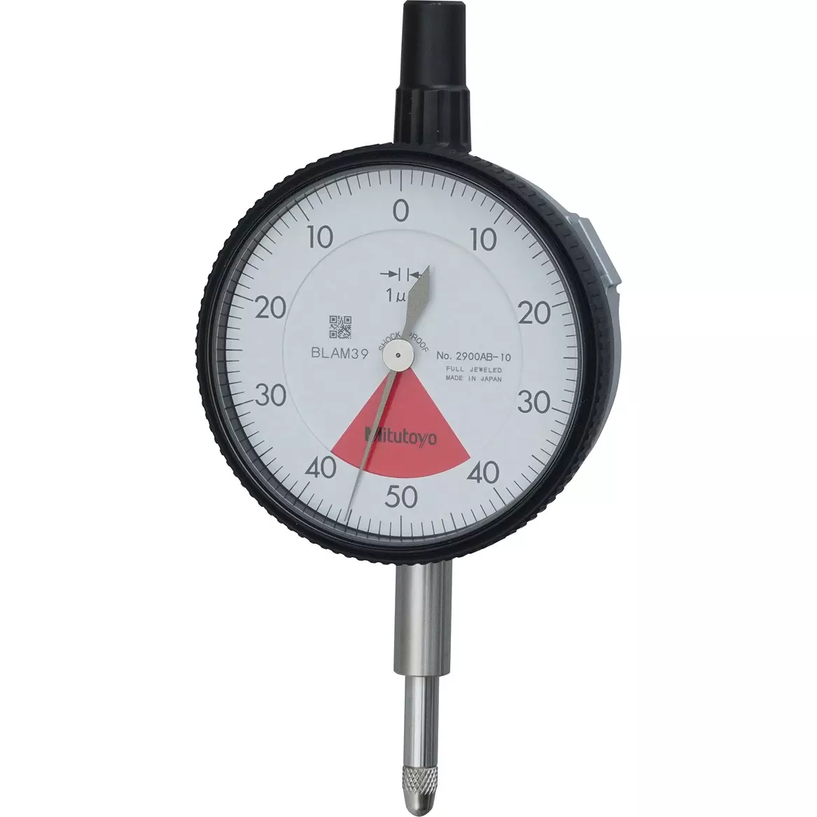 Mitutoyo 2900AB-10 Series 2 Standard One Revolution Flat-Back Dial Indicator, 0.08 mm, Metric