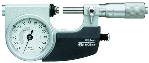Mitutoyo 510-121 Series 510 Mechanical Indicating Micrometer, 0 to 25 mm