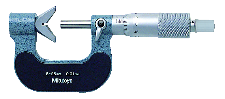 Mitutoyo 114-204 3 Flute V-Anvil Micrometer, 2.3 to 35 mm