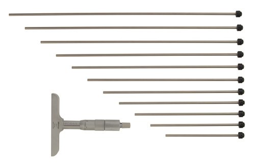 Mitutoyo 129-149 129 Series Depth Micrometer with Interchangeable Rods, 0 to 12"