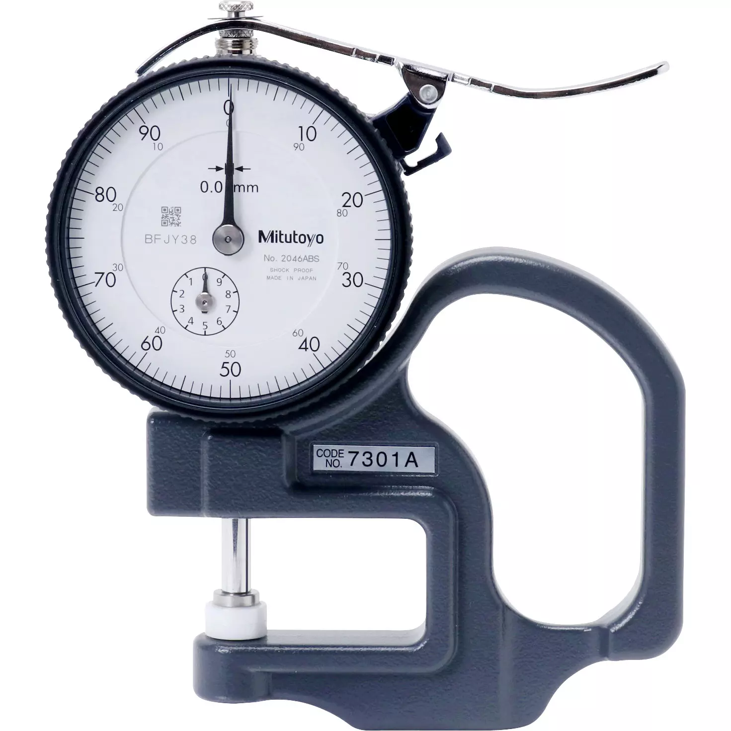 Mitutoyo 7301 Series 7 Flat Anvil Dial Thickness Gauge, 0 to 10 mm