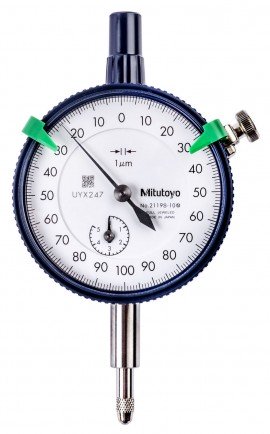 Mitutoyo 2119AB-10 Series 2 Standard Dial Indicator with flat back, 5 mm, metric
