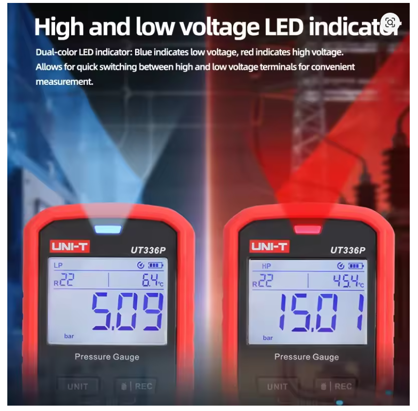 UNI-T UT336P Wireless Pressure Gauge -1 to 60bar Offline Data Logging for Refrigeration Heat Pump