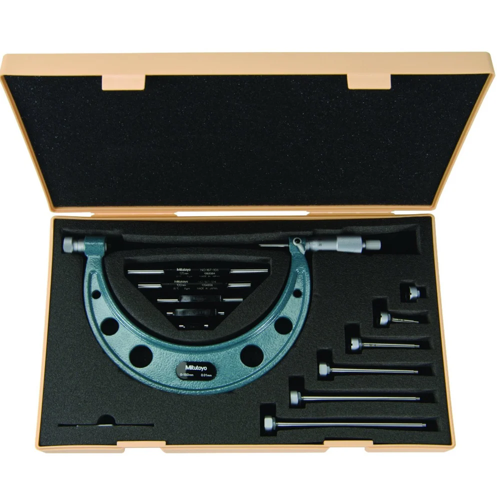 Mitutoyo 104-139A Outside Micrometer with Interchangeable Anvils: 0-100mm