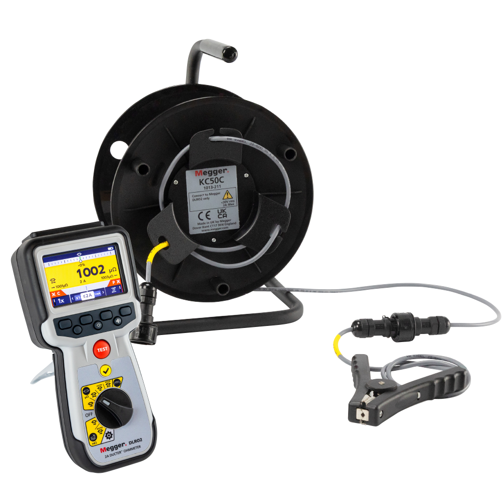 Megger DLRO Ducter Low Resistance with 50m Kelvin Clip Probe Reel Kit