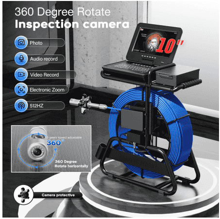 F820DJKBLC32-7C-100M Borescope HD Sewer Pipe Inspection Camera Range 100 Meter Cable 360 degrees10″inch