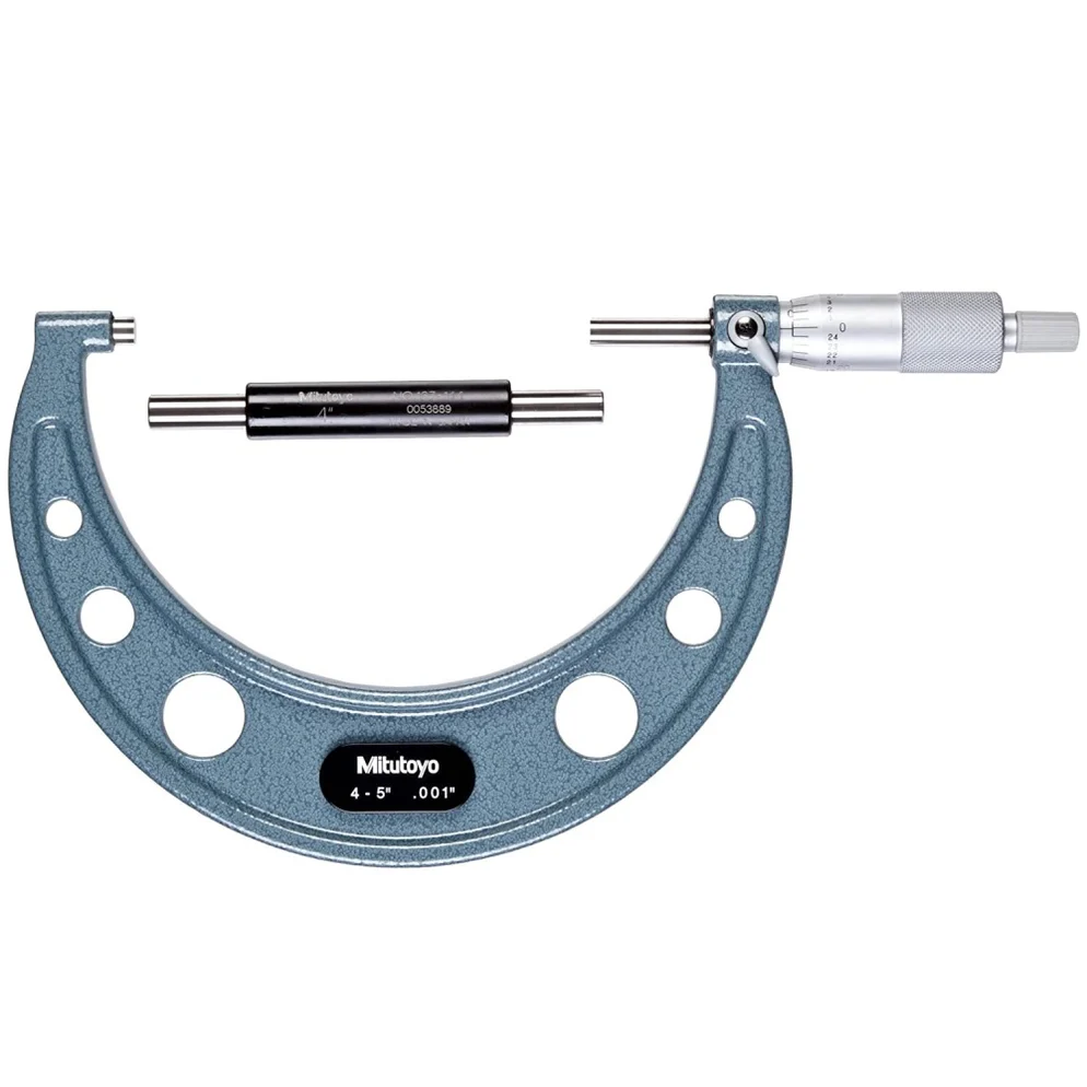 Mitutoyo 103-181 Outside Micrometer With Ratchet Stop, Range 4-5 Inch