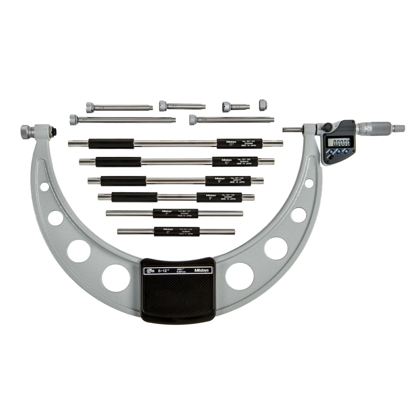 Mitutoyo 340-352-30 Outside Micrometer with Interchangeable Anvils, Range 0-6"